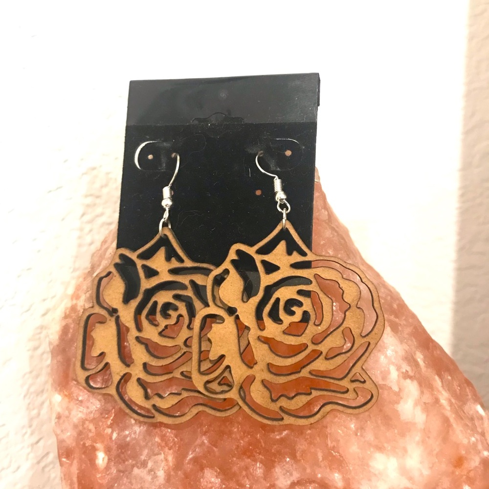 Wooden Rose Earings